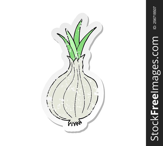 Retro Distressed Sticker Of A Cartoon Onion