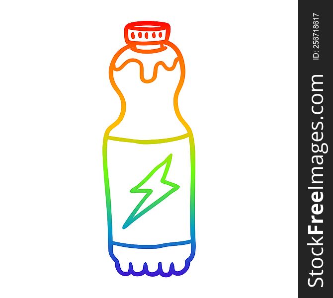 rainbow gradient line drawing of a soda bottle