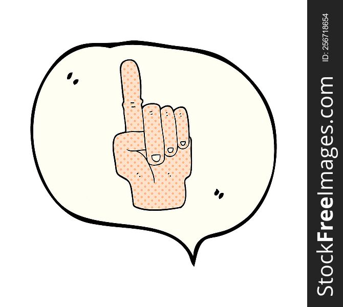 freehand drawn comic book speech bubble cartoon pointing hand