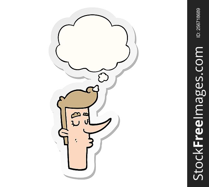 Cartoon Arrogant Man And Thought Bubble As A Printed Sticker