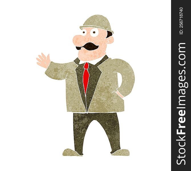 cartoon sensible business man in bowler hat