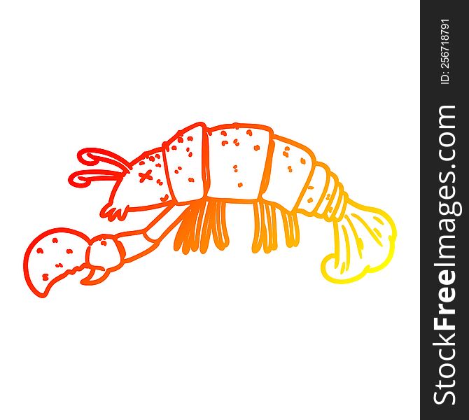 warm gradient line drawing of a cartoon lobster