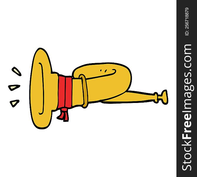 cartoon doodle curled horn instrument