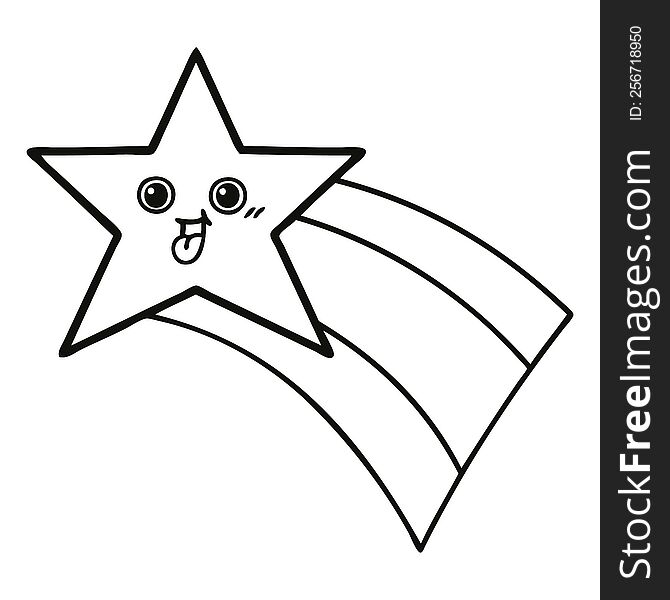 line drawing cartoon of a shooting rainbow star