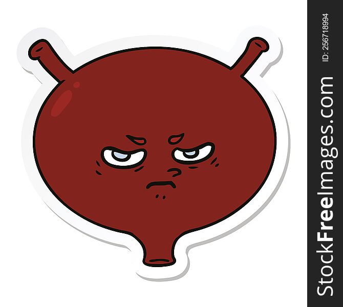 Sticker Of A Cartoon Angry Bladder