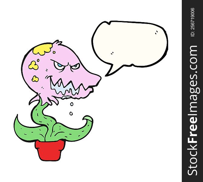 freehand drawn speech bubble cartoon monster plant