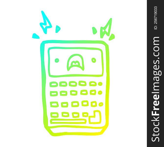 Cold Gradient Line Drawing Cartoon Calculator