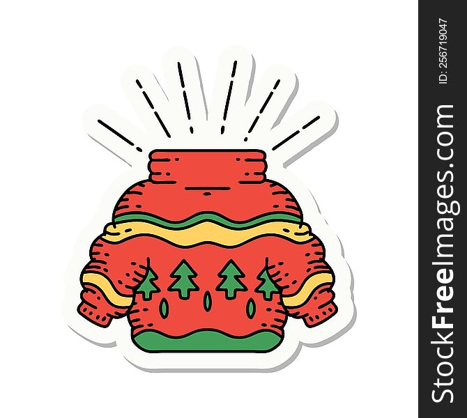 sticker of a tattoo style christmas jumper