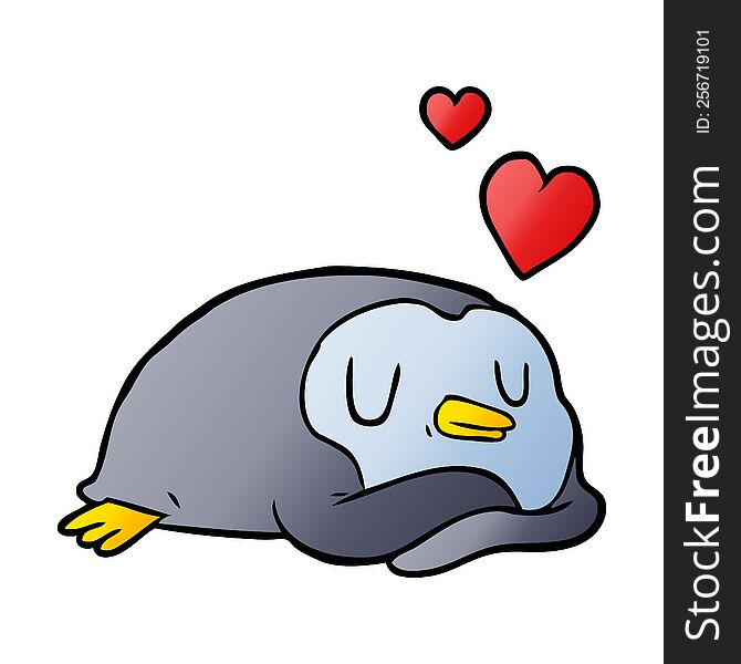 cartoon penguin with love hearts. cartoon penguin with love hearts
