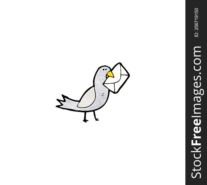 Cartoon Pigeon With Envelope