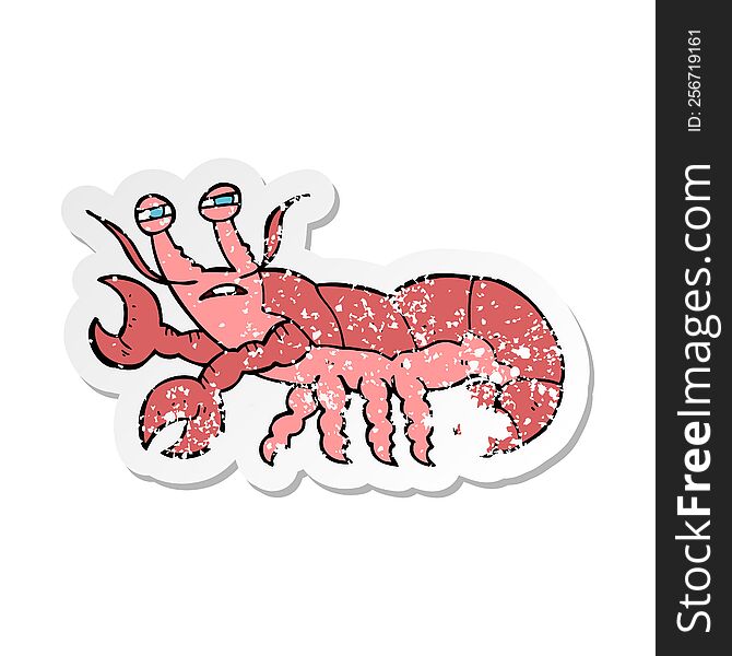 Retro Distressed Sticker Of A Cartoon Lobster