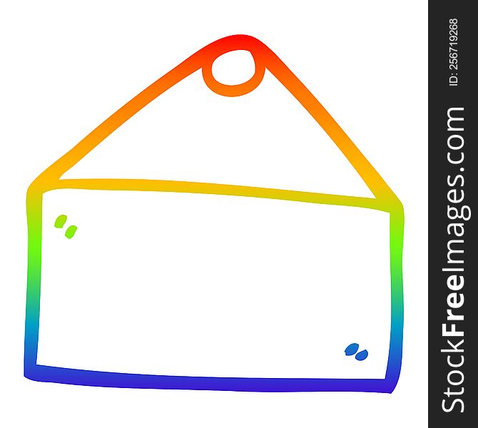 rainbow gradient line drawing of a cartoon blank hanging sign