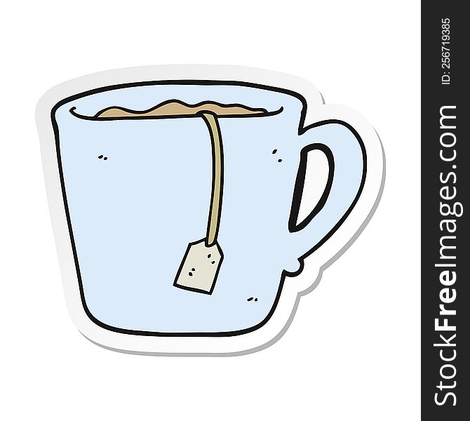 Sticker Of A Cartoon Mug Of Tea