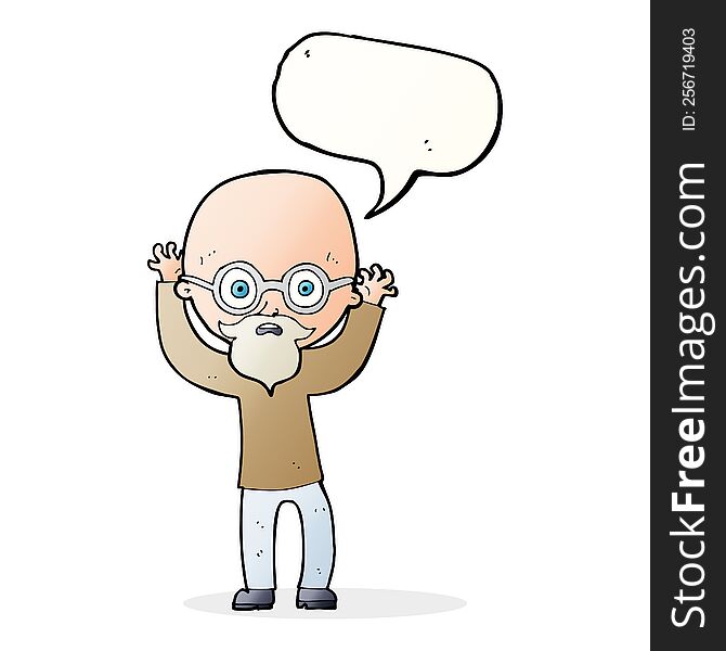 Cartoon Stressed Bald Man With Speech Bubble
