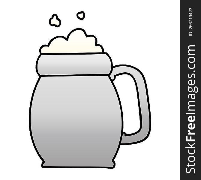 gradient shaded quirky cartoon pint of beer. gradient shaded quirky cartoon pint of beer