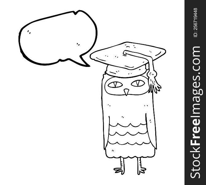 freehand drawn speech bubble cartoon wise owl