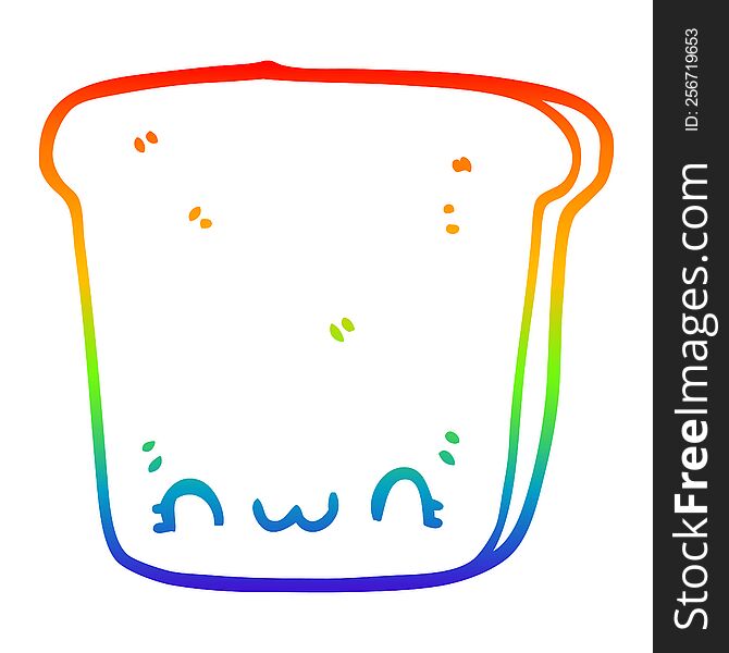 Rainbow Gradient Line Drawing Cartoon Slice Of Bread