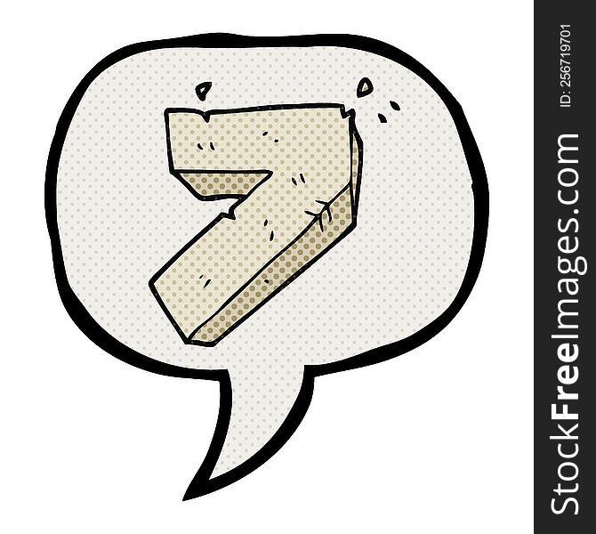 freehand drawn comic book speech bubble cartoon stone number seven