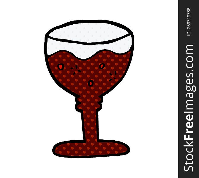 cartoon doodle glass of red wine