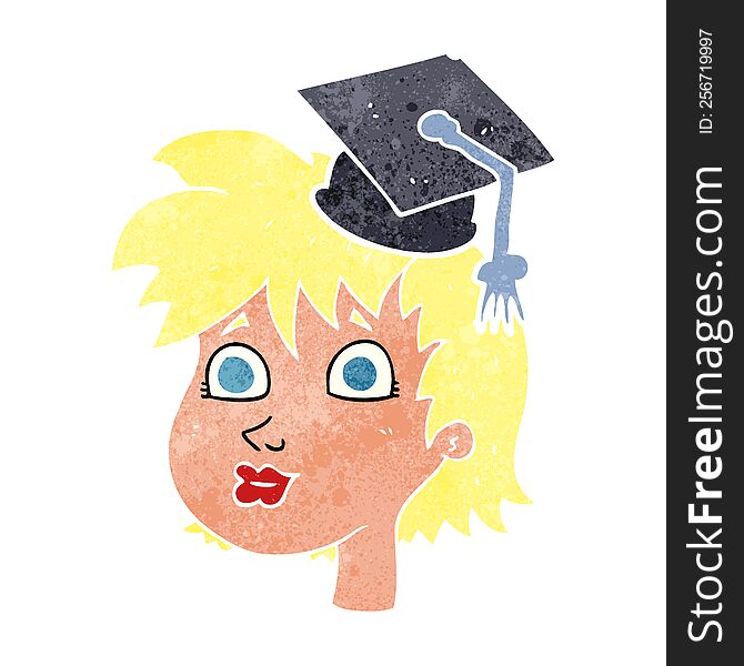 Retro Cartoon Graduate Woman