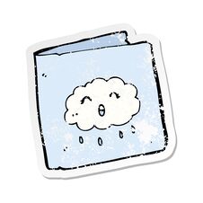 Retro Distressed Sticker Of A Cartoon Card With Cloud Pattern Royalty Free Stock Image