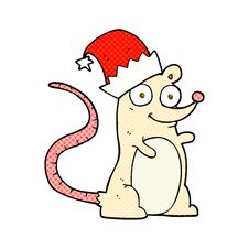 Cartoon Mouse Wearing Christmas Hat Stock Image Cartoon Mouse Wearing Christmas Hat Stock Image