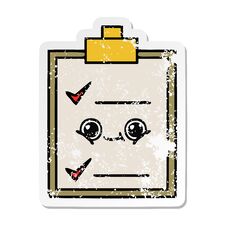 Distressed Sticker Of A Cute Cartoon Check List Stock Photography