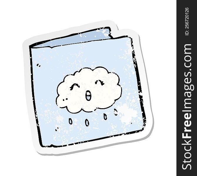 retro distressed sticker of a cartoon card with cloud pattern