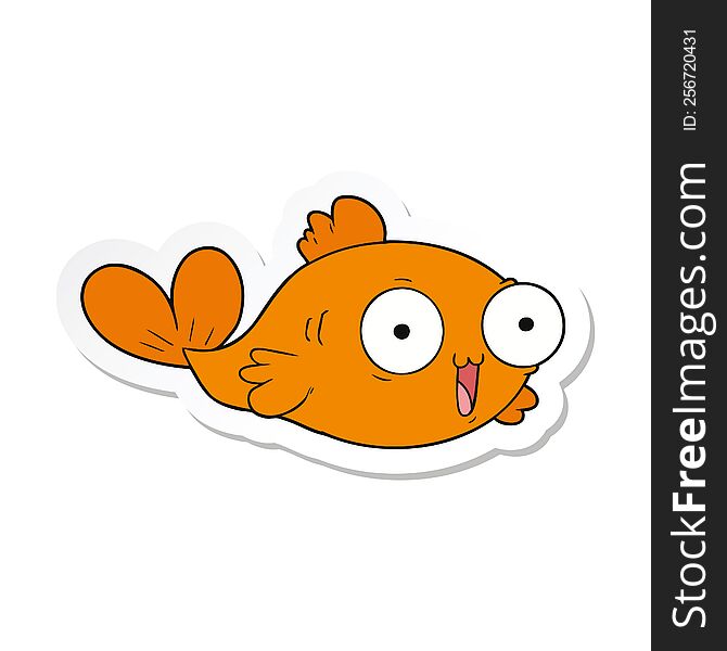 Sticker Of A Happy Goldfish Cartoon