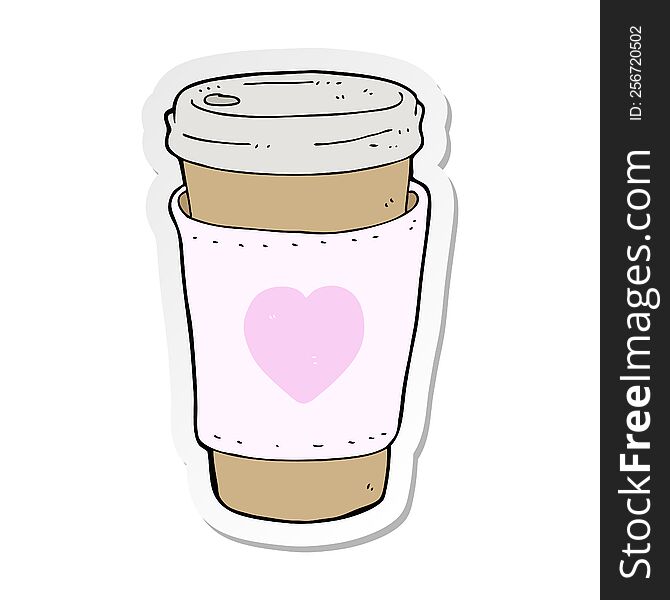 sticker of a cartoon I love coffee cup