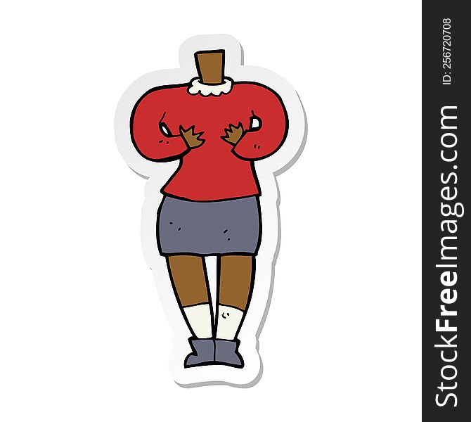 sticker of a cartoon female body