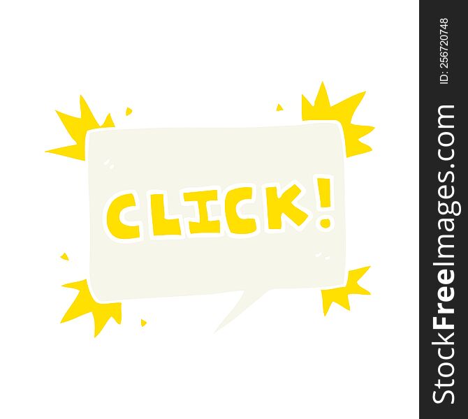 flat color illustration of click sign. flat color illustration of click sign