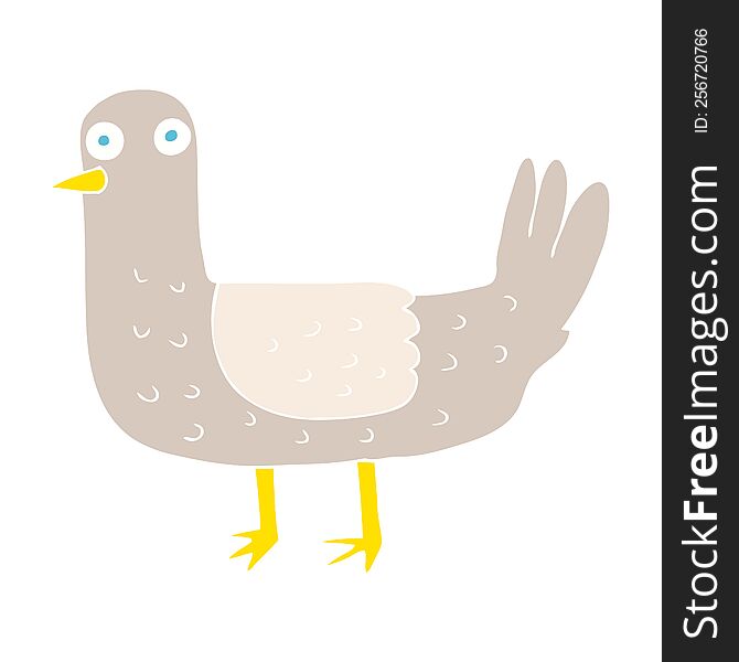 Flat Color Illustration Of A Cartoon Bird