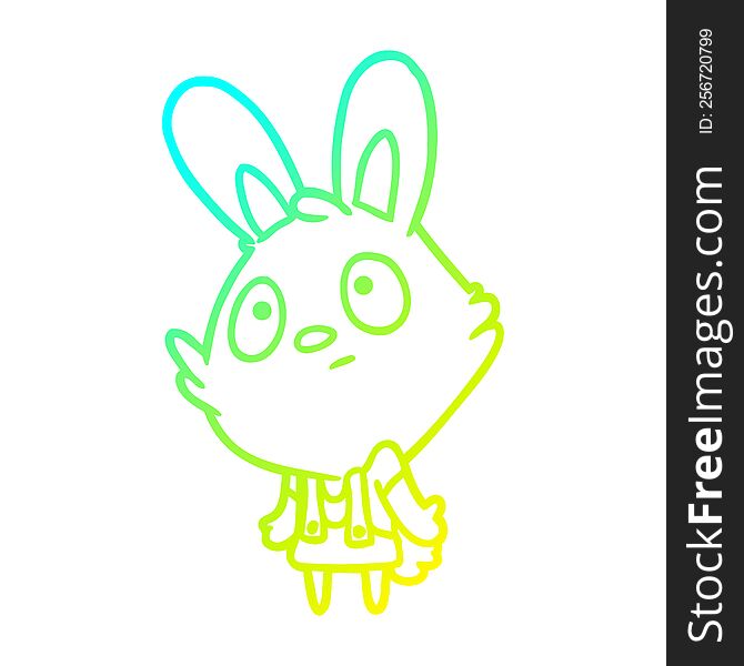 cold gradient line drawing of a cute rabbit shrugging shoulders