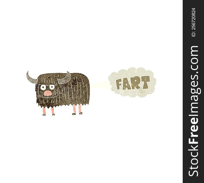 Retro Cartoon Hairy Cow Farting