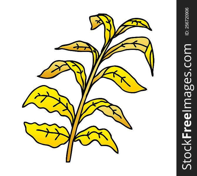 gradient shaded quirky cartoon corn leaves. gradient shaded quirky cartoon corn leaves