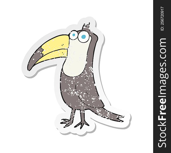 Retro Distressed Sticker Of A Cartoon Toucan