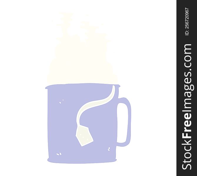 flat color illustration of mug of tea. flat color illustration of mug of tea