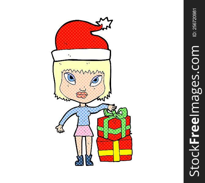 Cartoon Woman With Present