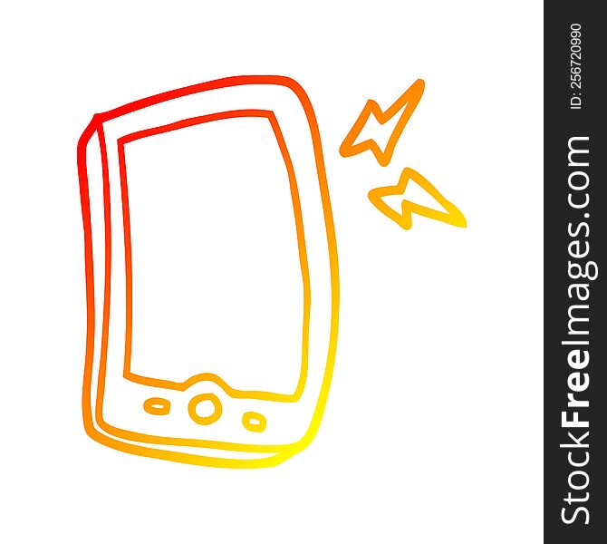 warm gradient line drawing of a cartoon mobile phone