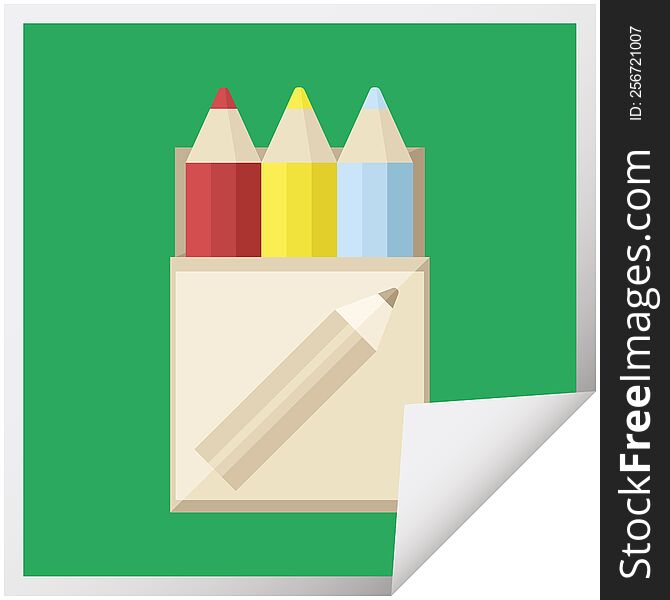 pack of coloring pencils graphic square sticker