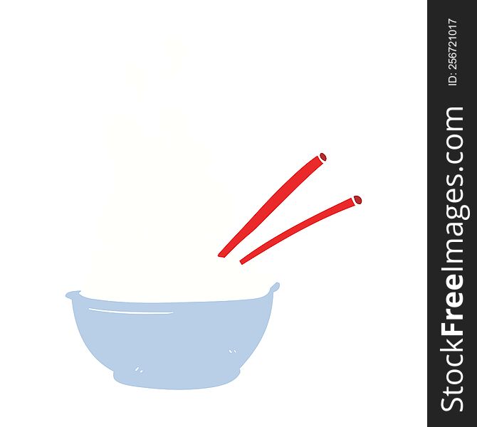flat color illustration of bowl of rice. flat color illustration of bowl of rice