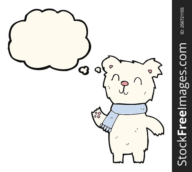 Cartoon Cute Polar Bear Cub With Thought Bubble