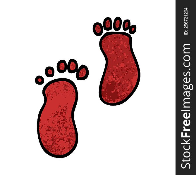 Grunge Textured Illustration Cartoon Foot Prints