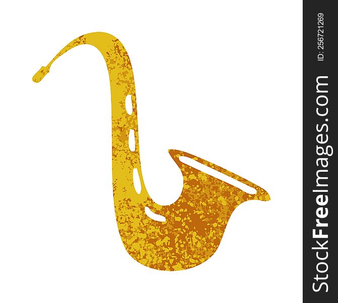 retro illustration style cartoon of a musical saxophone