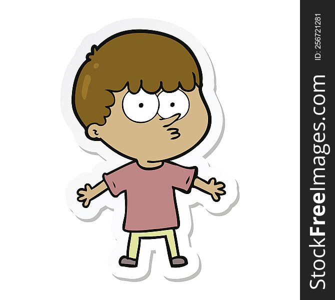 Sticker Of A Cartoon Curious Boy