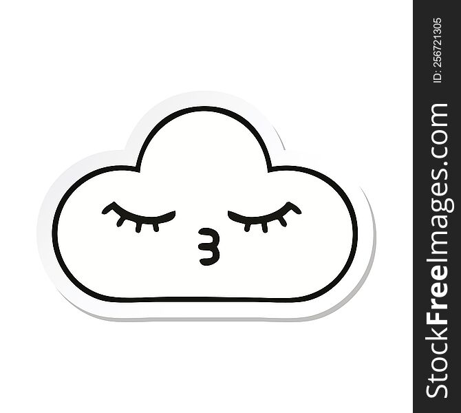 Sticker Of A Cute Cartoon White Cloud