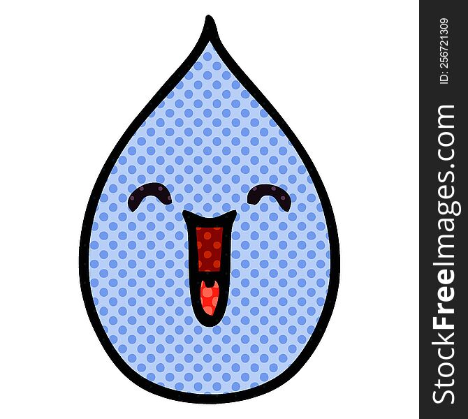 Quirky Comic Book Style Cartoon Emotional Rain Drop