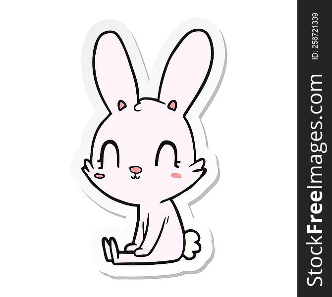 Sticker Of A Cute Cartoon Rabbit Sitting