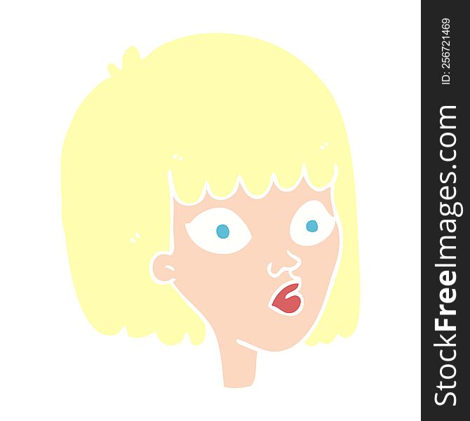 Flat Color Illustration Of A Cartoon Female Face